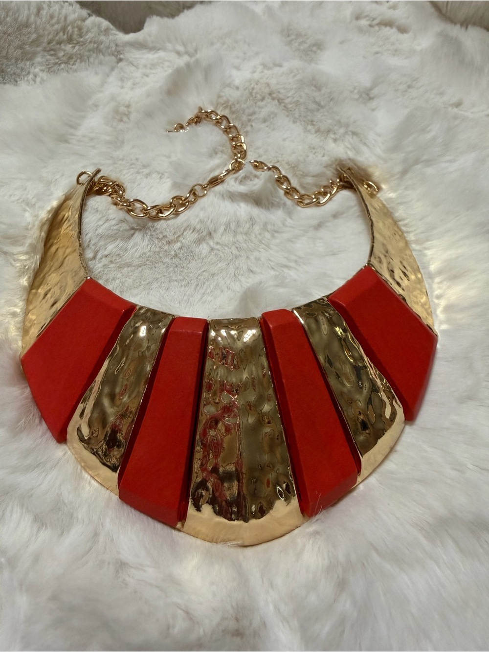 Bold & Beautiful Gold and Red Statement Collar Necklace - Women Jewelry